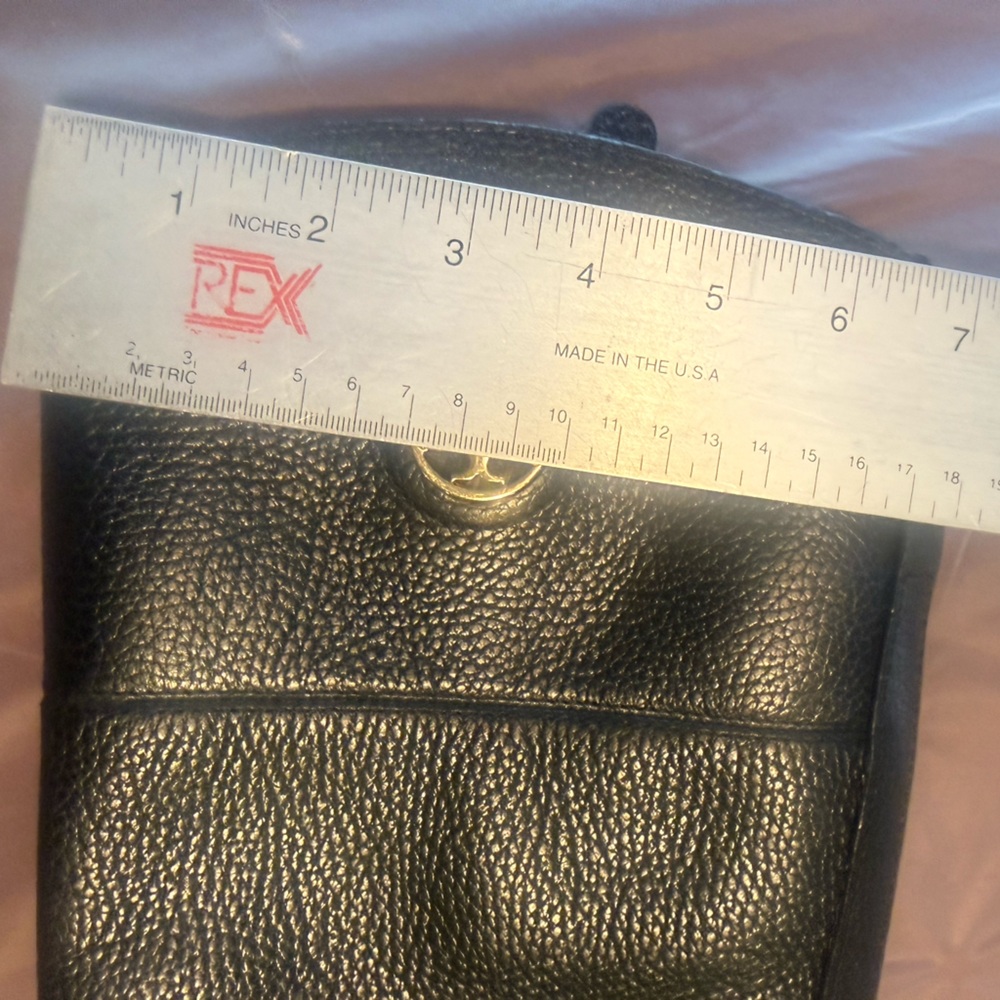 Tory Burch Junction Black Pebbled Leather Tall Riding Boots Gold Logo Size 7 - Picture 7 of 13